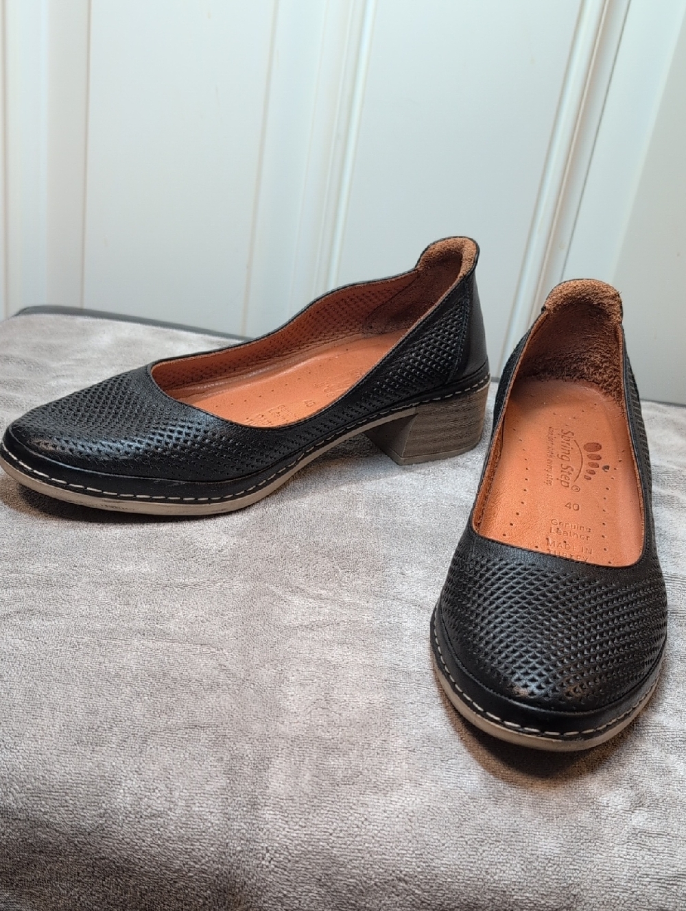 Spring Step “Celaya” Black Leather Comfort Pumps – Size 40